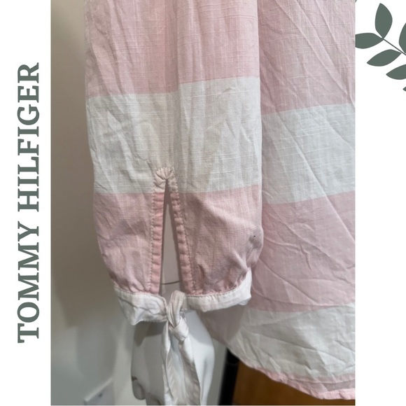 🛍️3/$40 Cotton Stripe Top by Tommy Hilfiger - Pink White Blouse Plus Size XXL - Picture 5 of 7